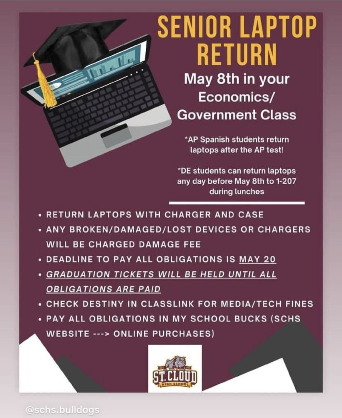  Flyer that says Senior Laptop Return
