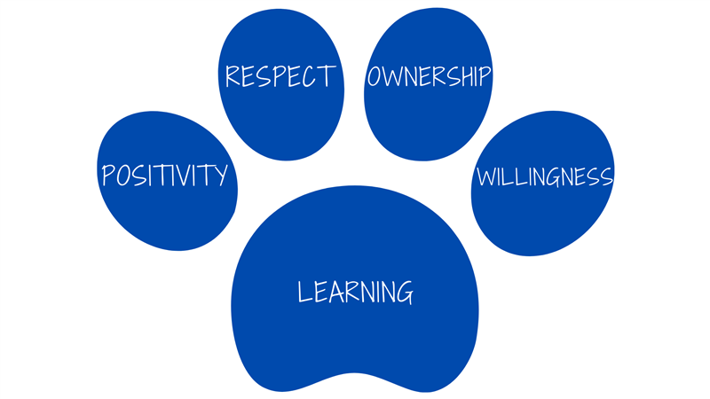Positivity, Respect, Ownership, Willingness, and Learning 