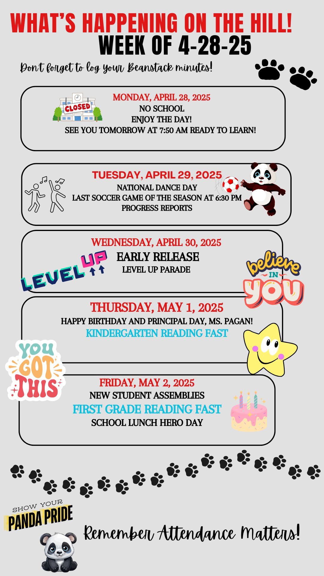  Monday: No School, Thursday: Kindergarten FAST, Friday: 1st grade FAST