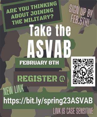  Flyer that says Sign up for the ASVAB