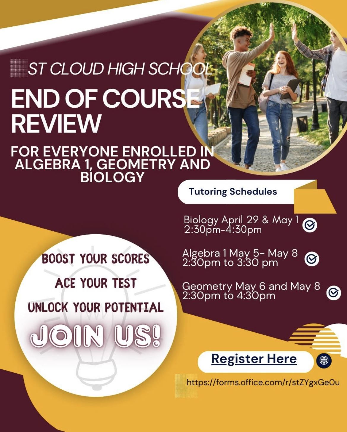  Flyer that says SCHS END OF COURSE REVIEW