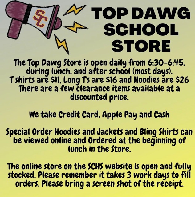  Flyer that says Top Dawg School Store