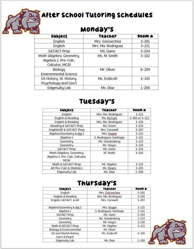  Flyer that says After School Tutoring 
