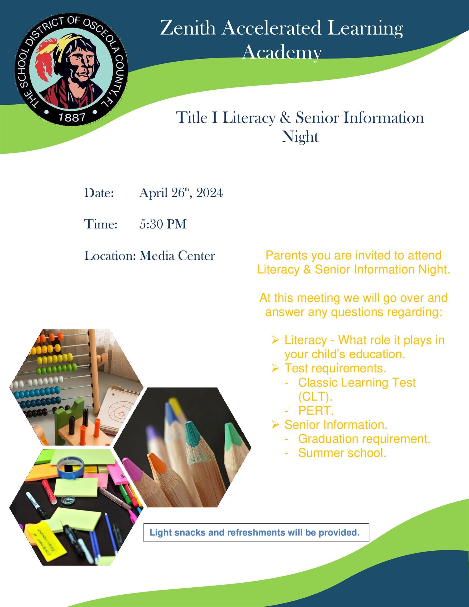  Title I Literacy & Senior Information Night
