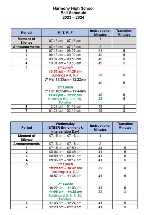 2023 2024 Bell Schedule Home