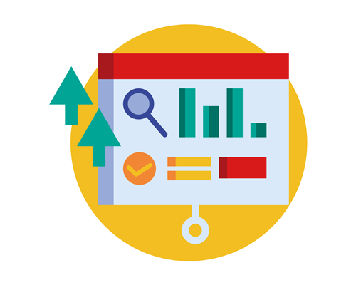 Slide Presentation with a bar graph and other symbols