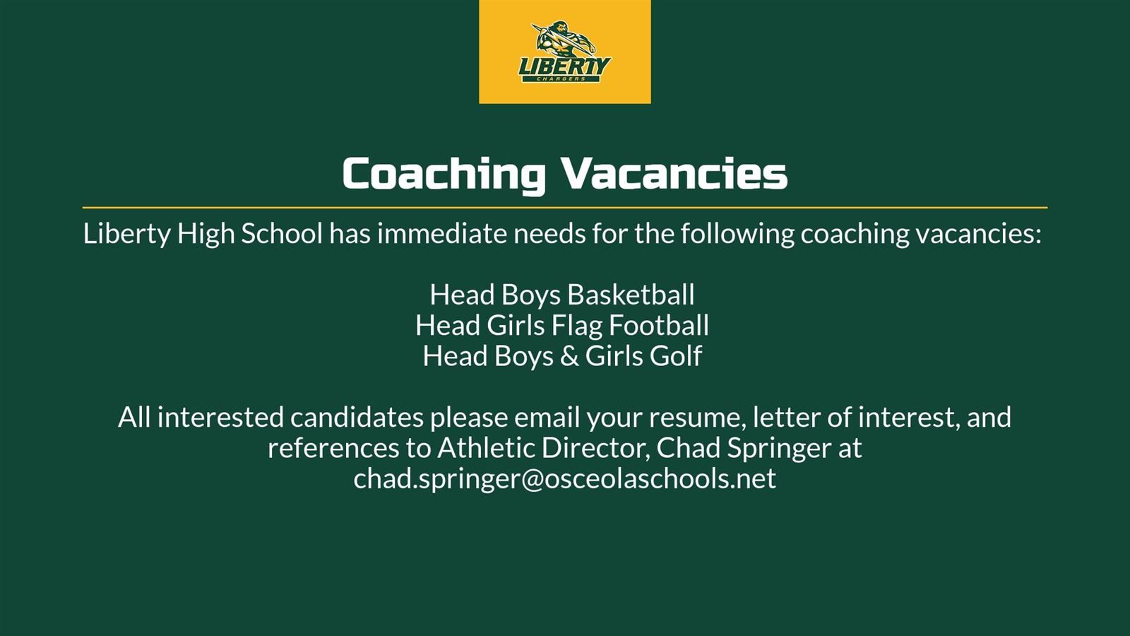 LBHS Coaching Vacancies